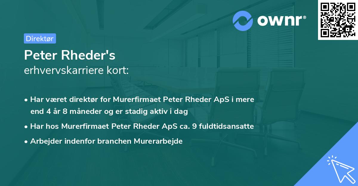Peter Rheder's erhvervskarriere kort