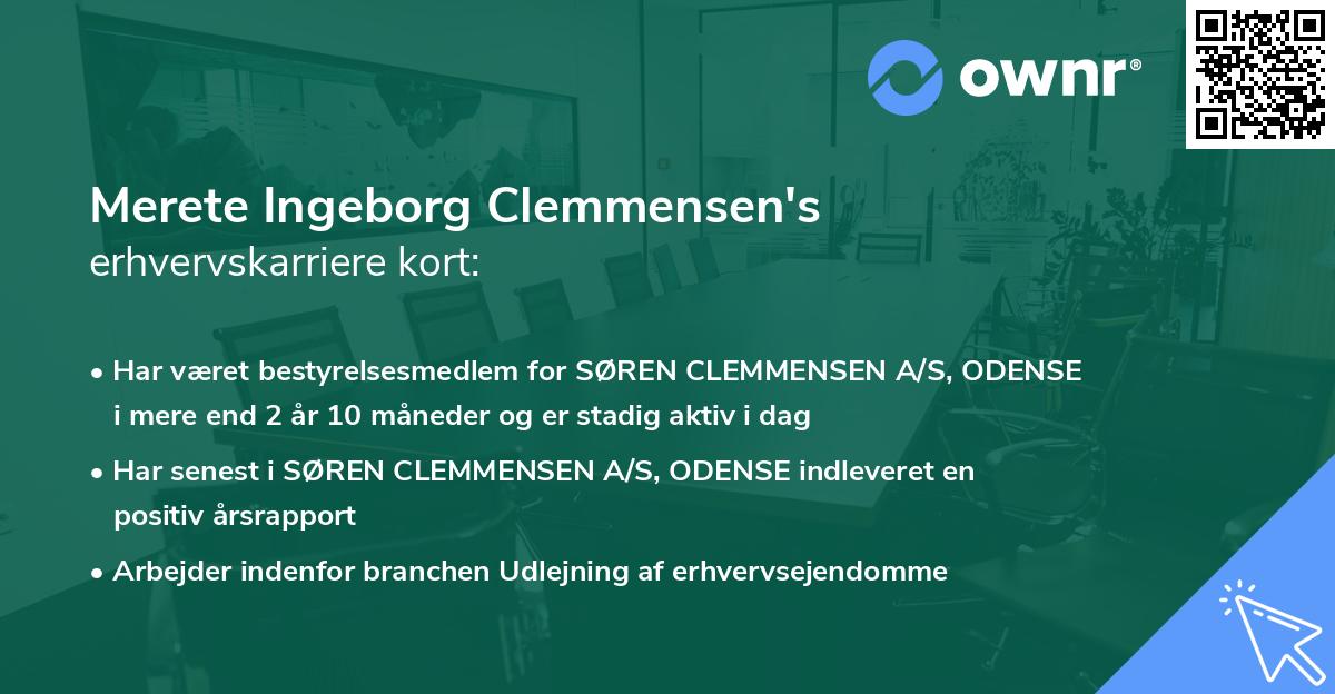Merete Ingeborg Clemmensen's erhvervskarriere kort