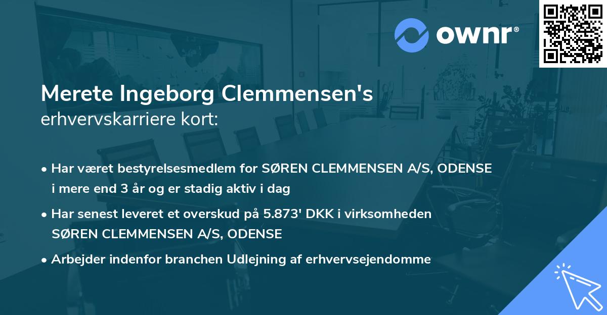 Merete Ingeborg Clemmensen's erhvervskarriere kort