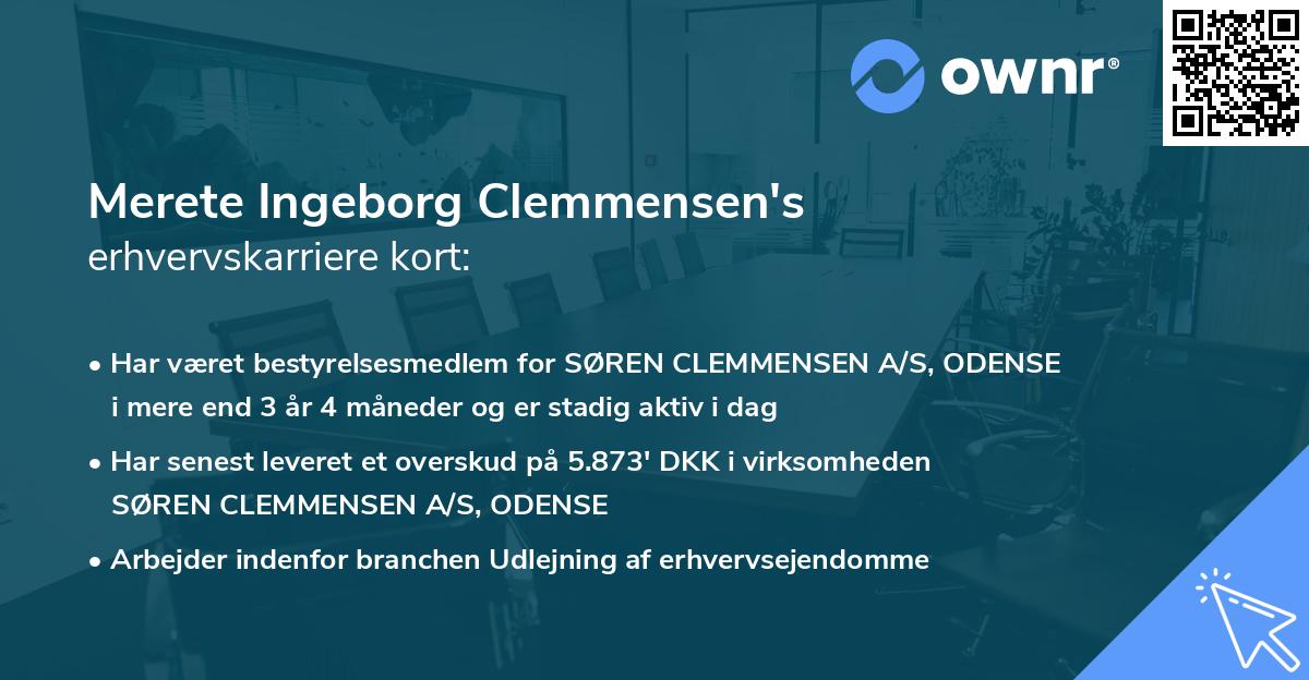 Merete Ingeborg Clemmensen's erhvervskarriere kort