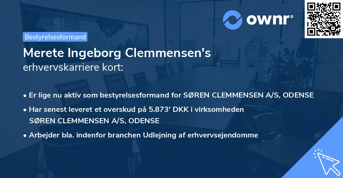 Merete Ingeborg Clemmensen's erhvervskarriere kort
