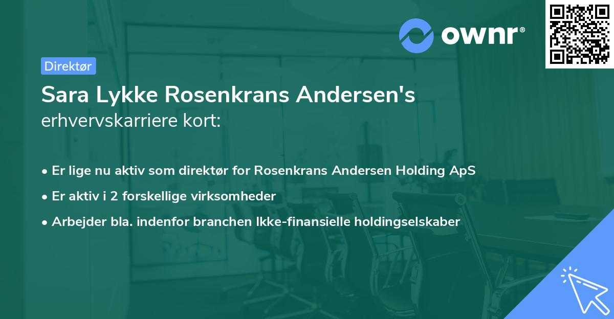 Sara Lykke Rosenkrans Andersen's erhvervskarriere kort