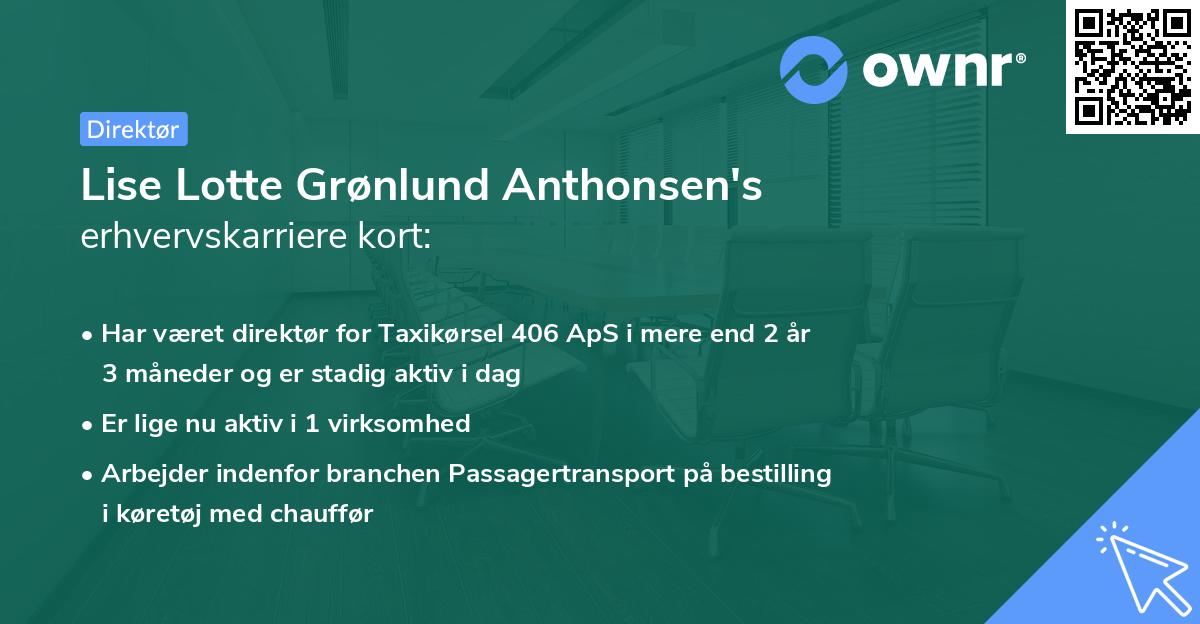 Lise Lotte Grønlund Anthonsen's erhvervskarriere kort