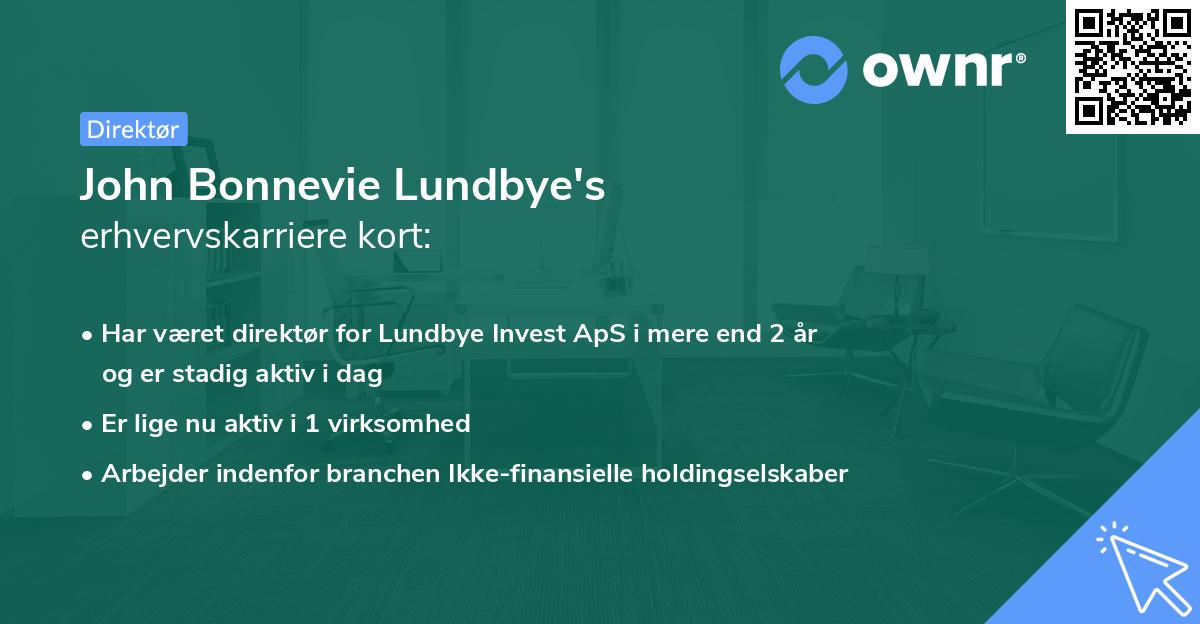 John Bonnevie Lundbye's erhvervskarriere kort