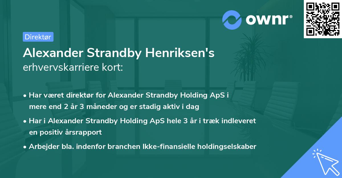 Alexander Strandby Henriksen's erhvervskarriere kort
