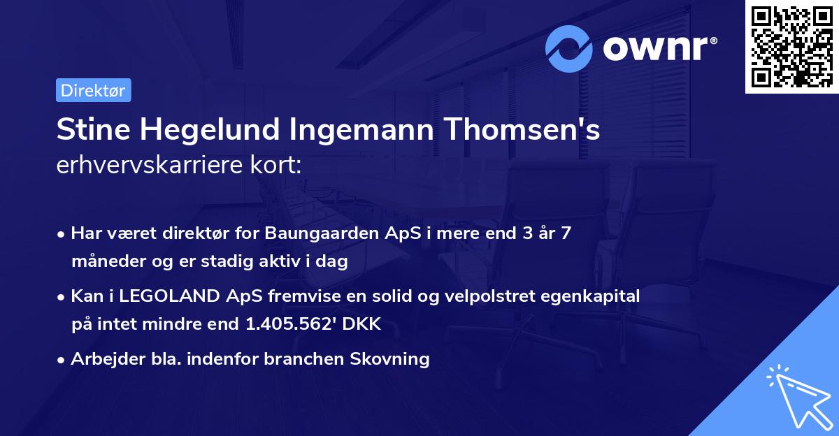Stine Hegelund Ingemann Thomsen's erhvervskarriere kort