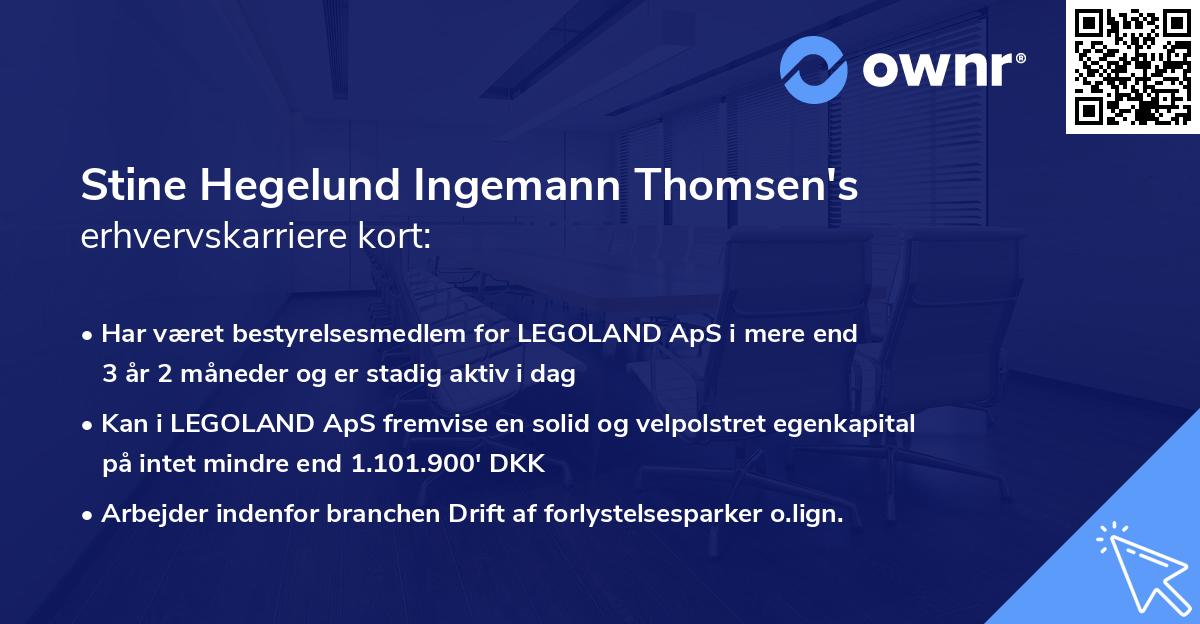 Stine Hegelund Ingemann Thomsen's erhvervskarriere kort