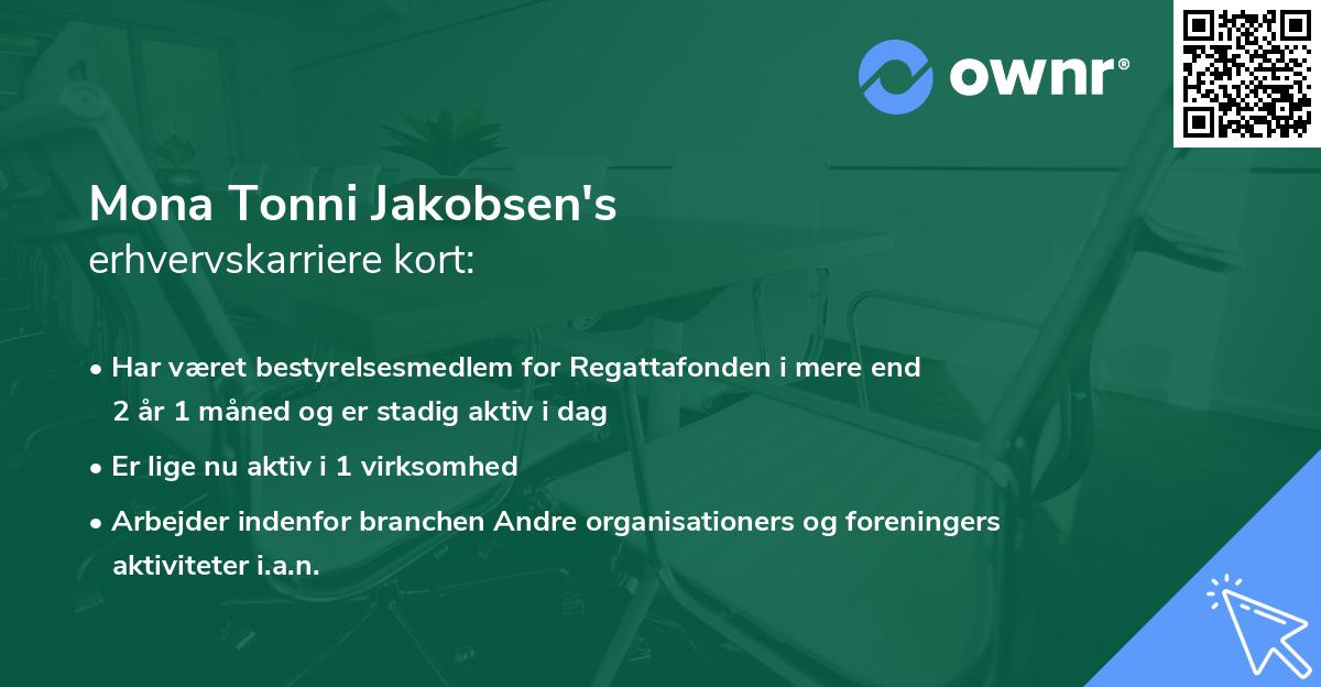Mona Tonni Jakobsen's erhvervskarriere kort