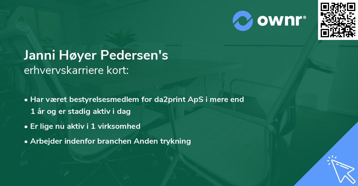 Janni Høyer Pedersen's erhvervskarriere kort