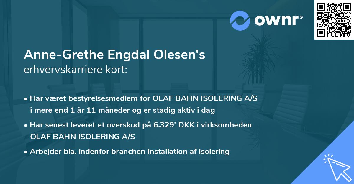 Anne-Grethe Engdal Olesen's erhvervskarriere kort