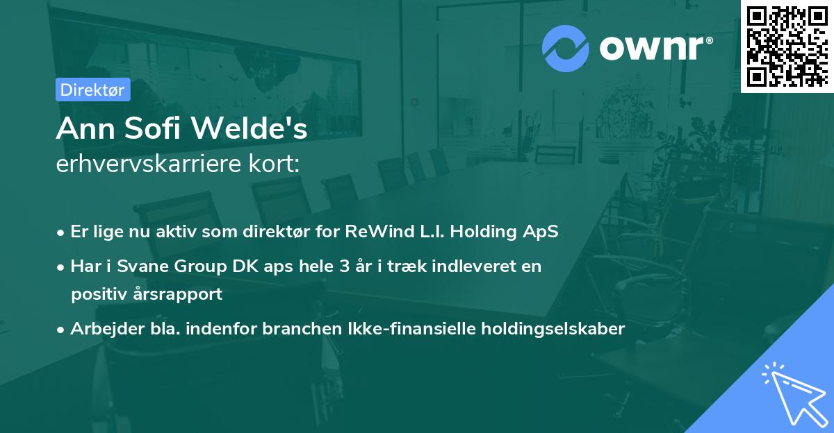 Ann Sofi Welde's erhvervskarriere kort