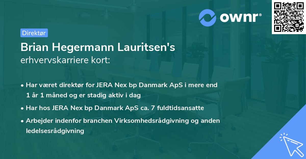 Brian Hegermann Lauritsen's erhvervskarriere kort