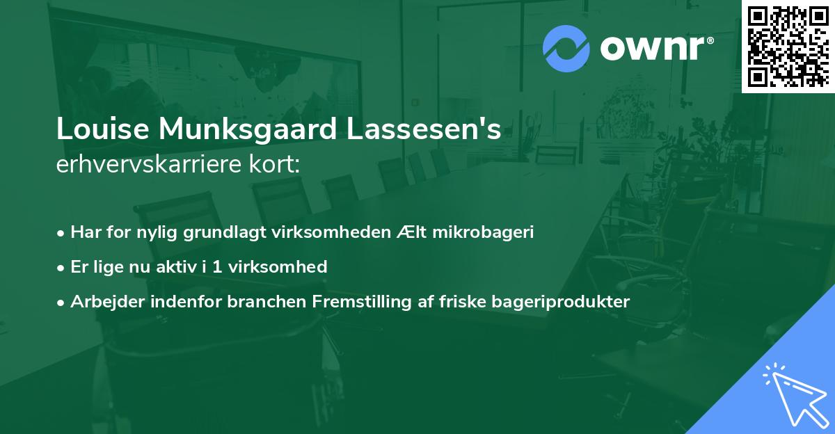 Louise Munksgaard Lassesen's erhvervskarriere kort
