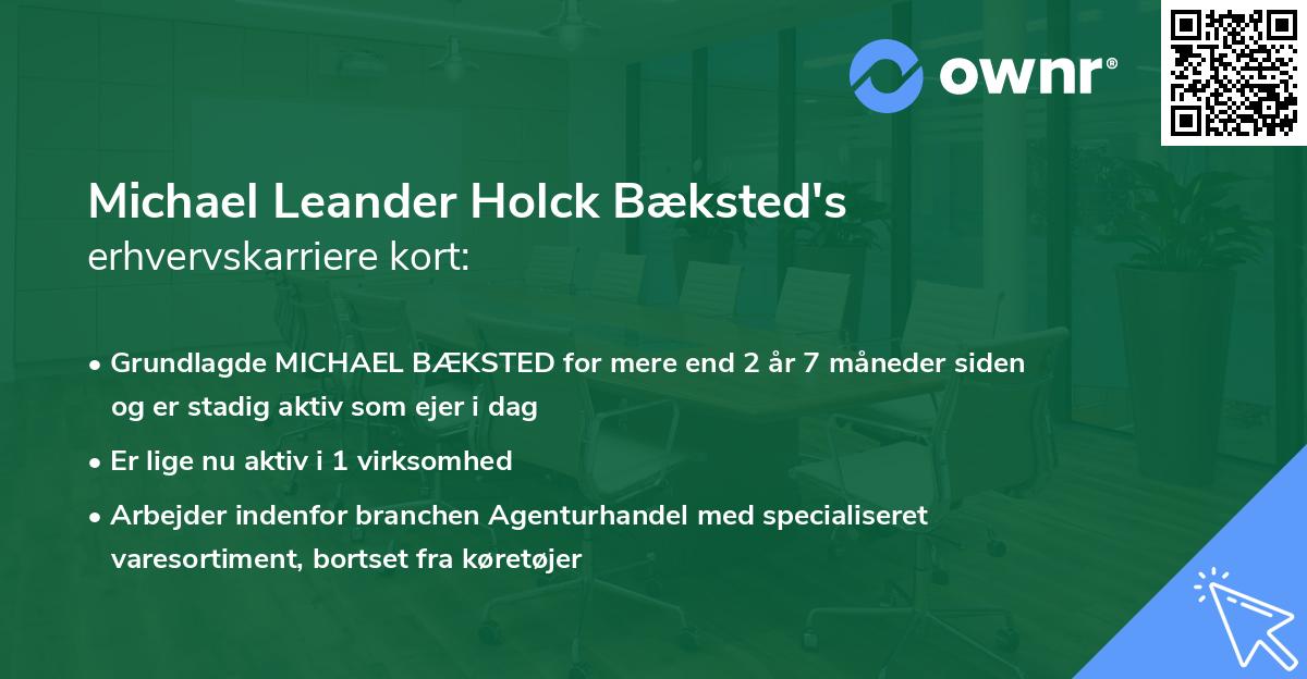 Michael Leander Holck Bæksted's erhvervskarriere kort