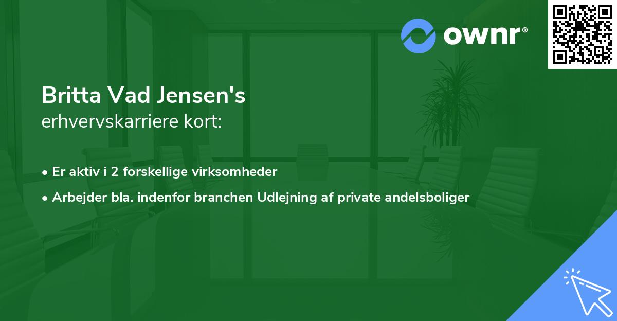 Britta Vad Jensen's erhvervskarriere kort