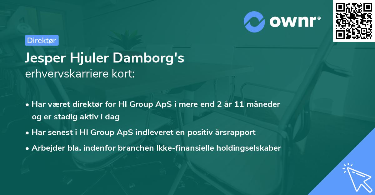 Jesper Hjuler Damborg's erhvervskarriere kort