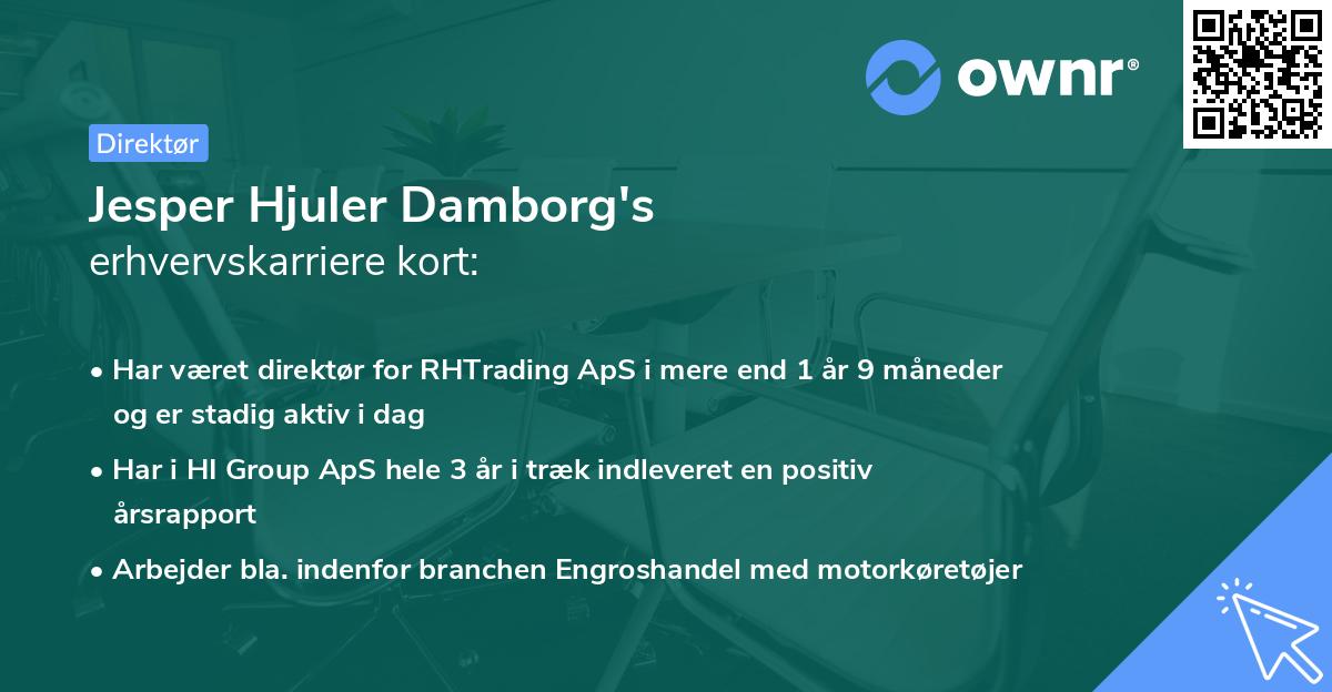 Jesper Hjuler Damborg's erhvervskarriere kort