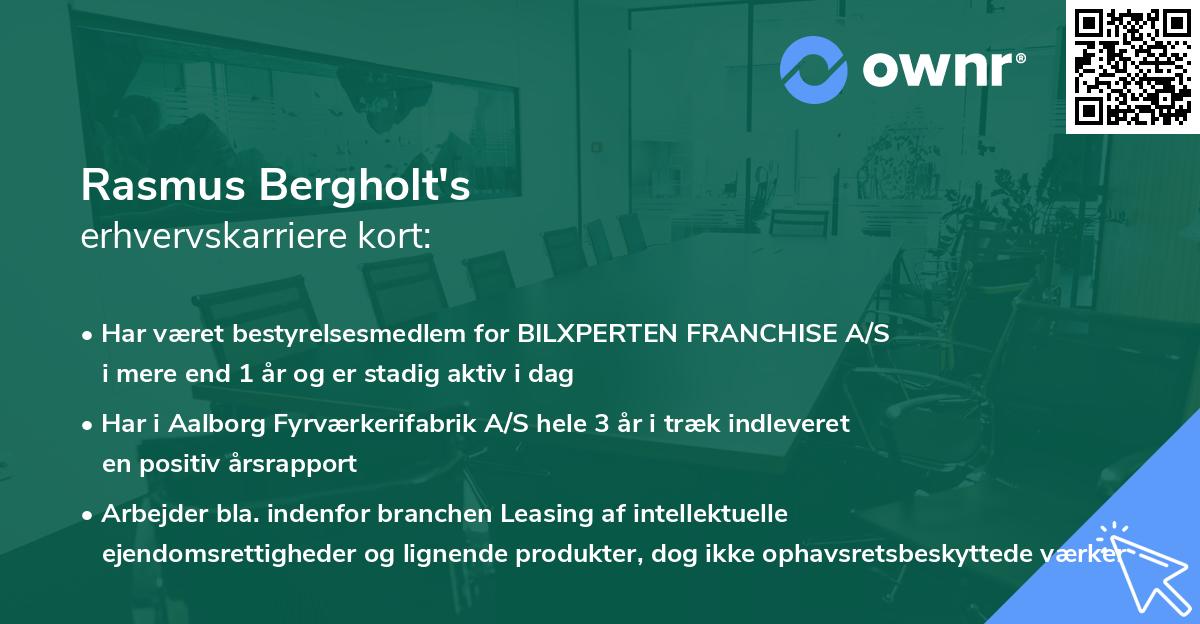 Rasmus Bergholt's erhvervskarriere kort