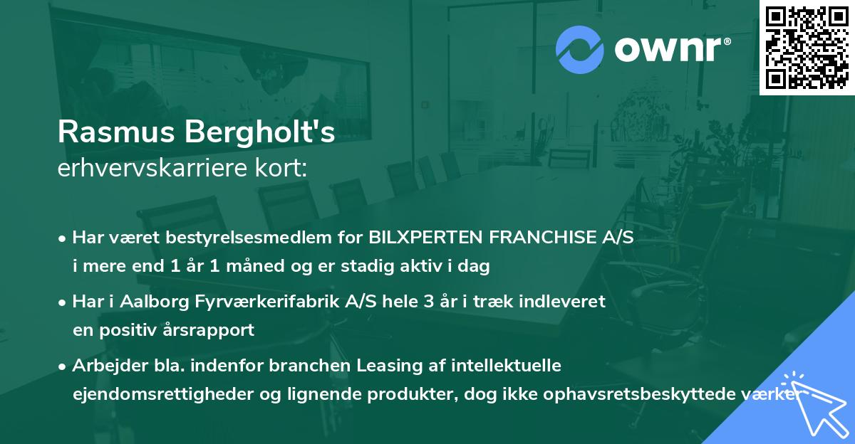 Rasmus Bergholt's erhvervskarriere kort