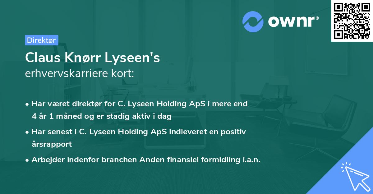 Claus Knørr Lyseen's erhvervskarriere kort