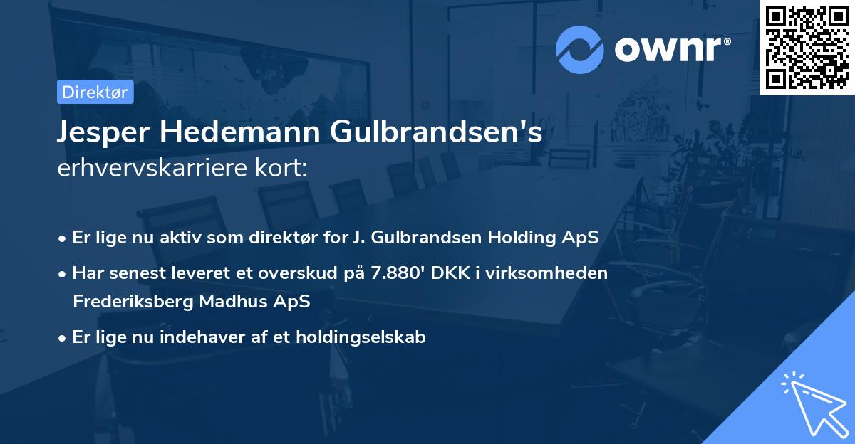 Jesper Hedemann Gulbrandsen's erhvervskarriere kort