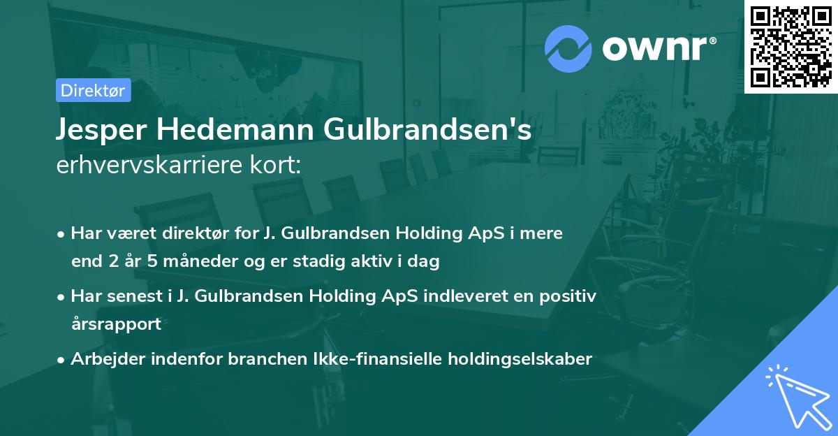 Jesper Hedemann Gulbrandsen's erhvervskarriere kort