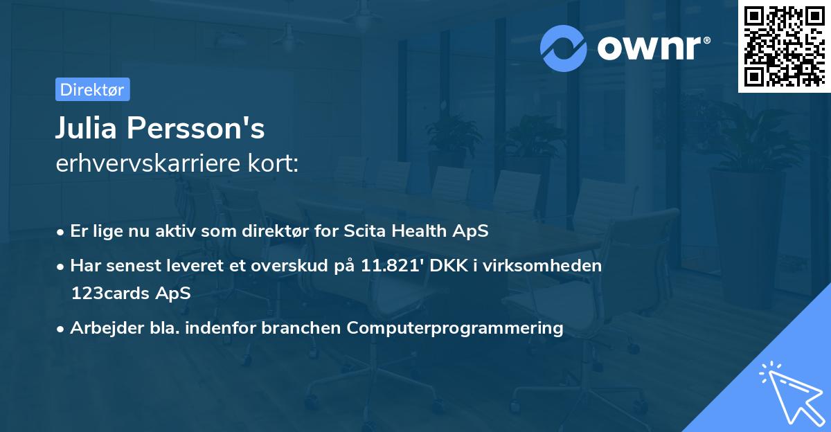 Julia Persson's erhvervskarriere kort