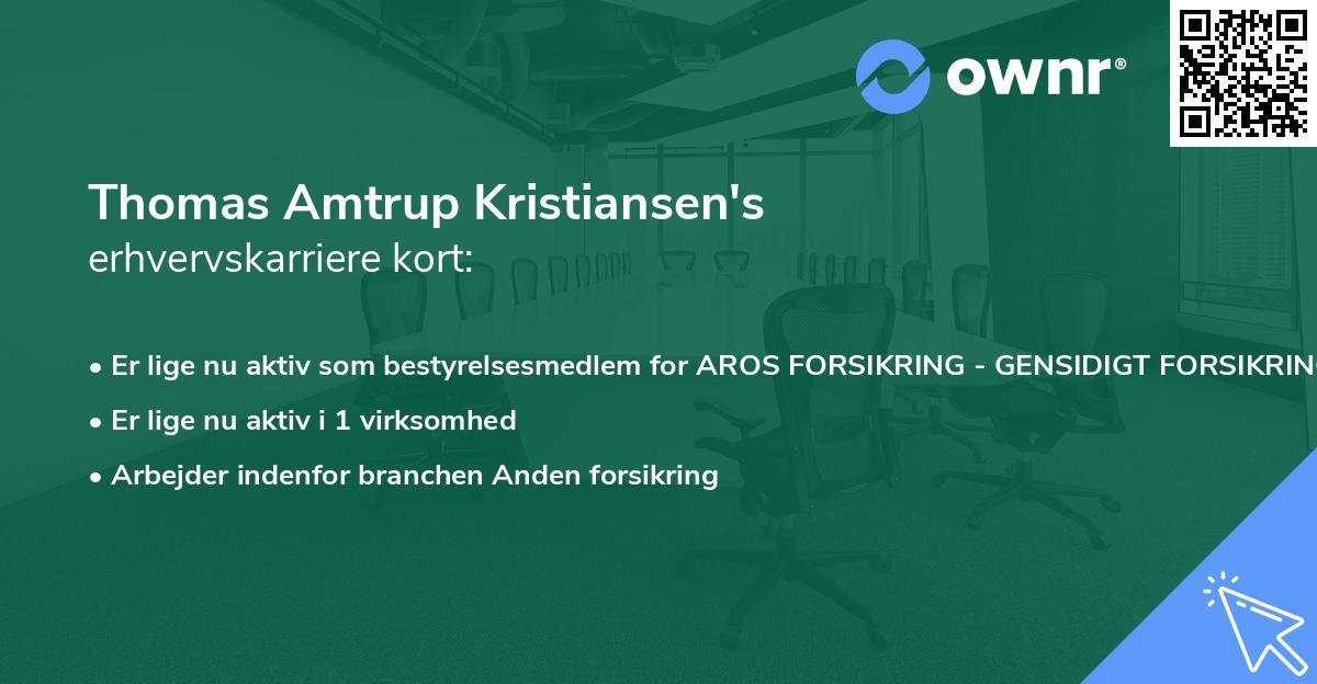 Thomas Amtrup Kristiansen's erhvervskarriere kort