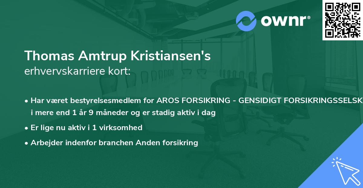 Thomas Amtrup Kristiansen's erhvervskarriere kort
