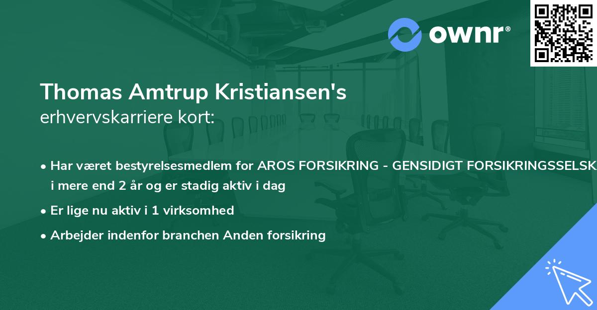 Thomas Amtrup Kristiansen's erhvervskarriere kort