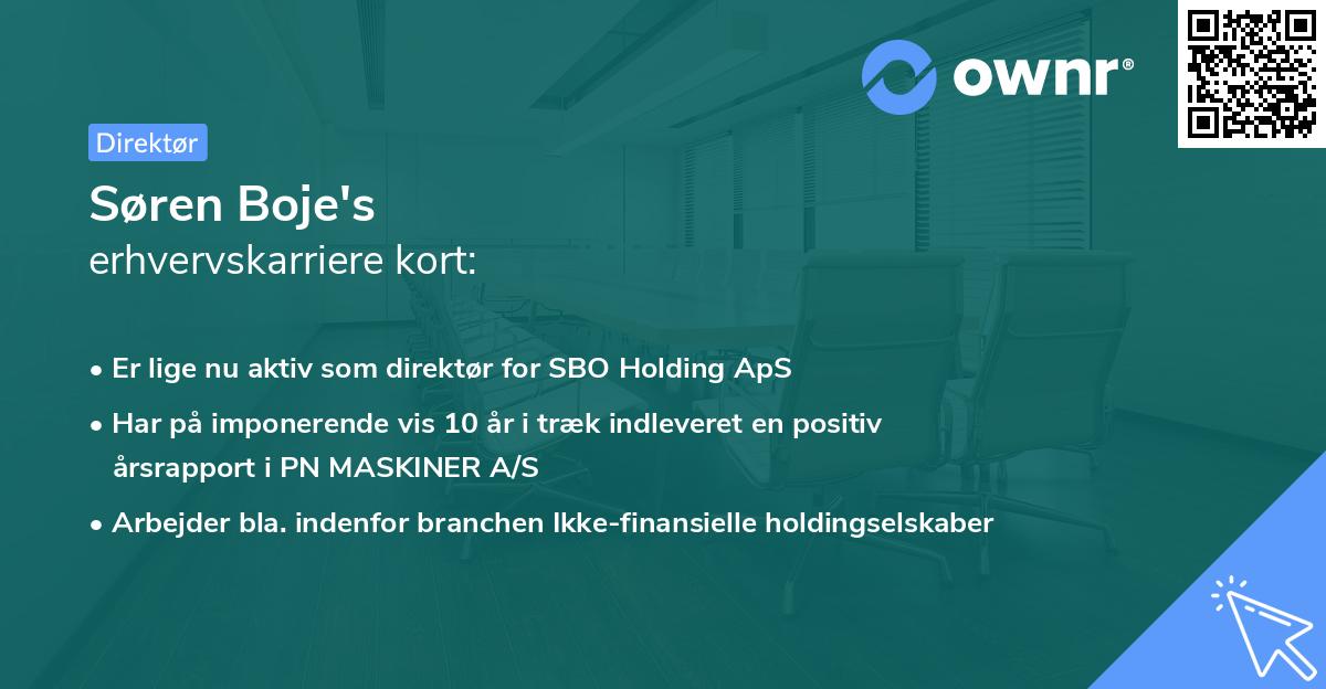 Søren Boje's erhvervskarriere kort