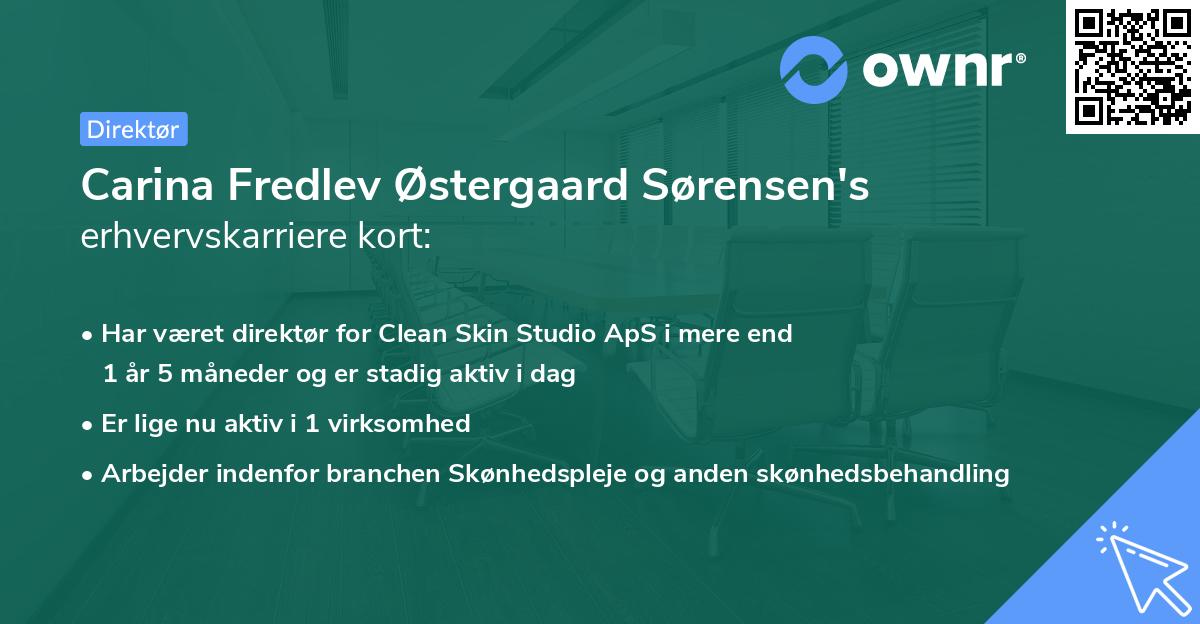 Carina Fredlev Østergaard Sørensen's erhvervskarriere kort