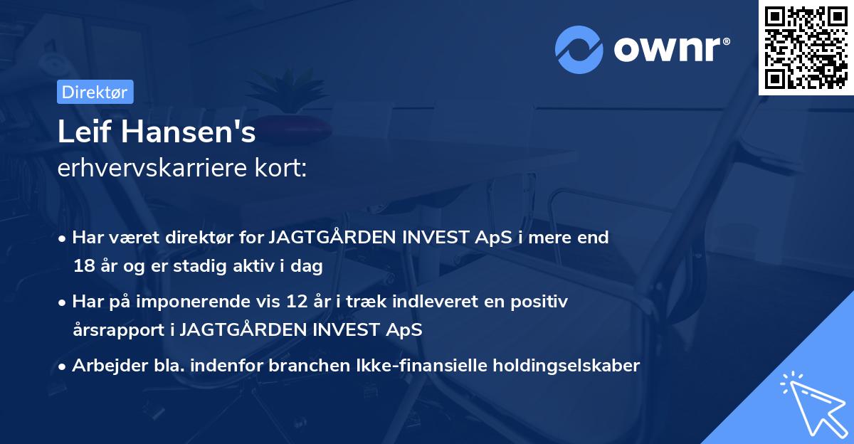 Leif Hansen's erhvervskarriere kort