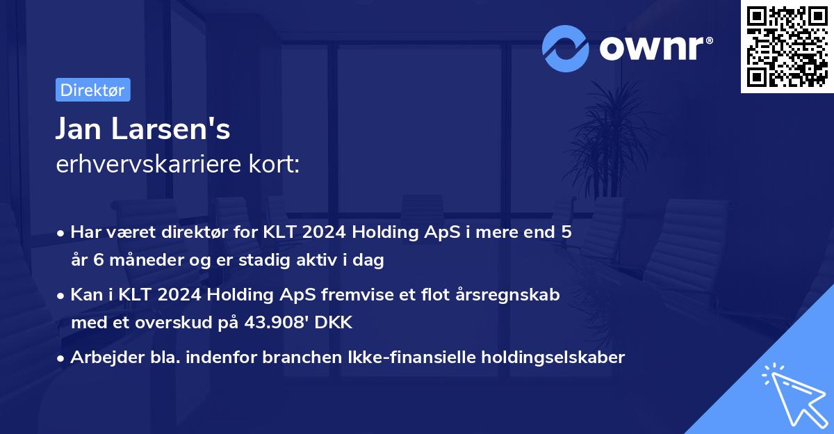 Jan Larsen's erhvervskarriere kort