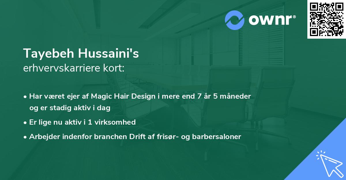 Tayebeh Hussaini's erhvervskarriere kort