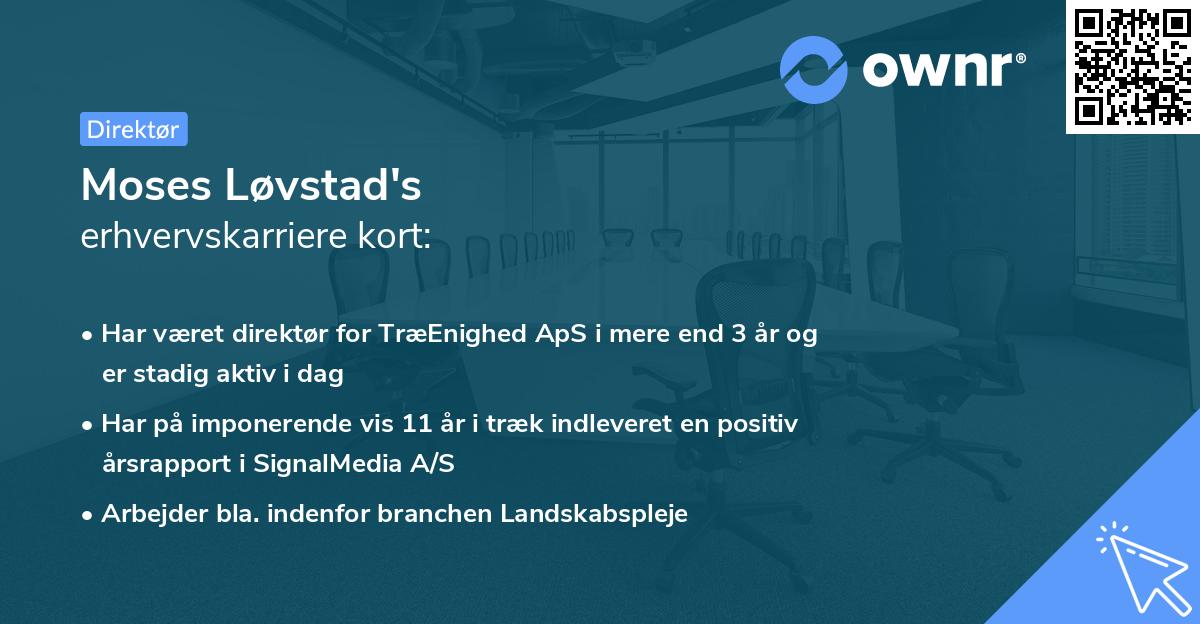 Moses Løvstad's erhvervskarriere kort