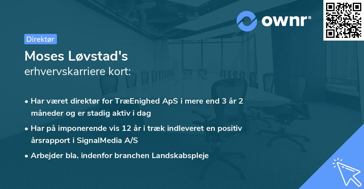 Moses Løvstad's erhvervskarriere kort