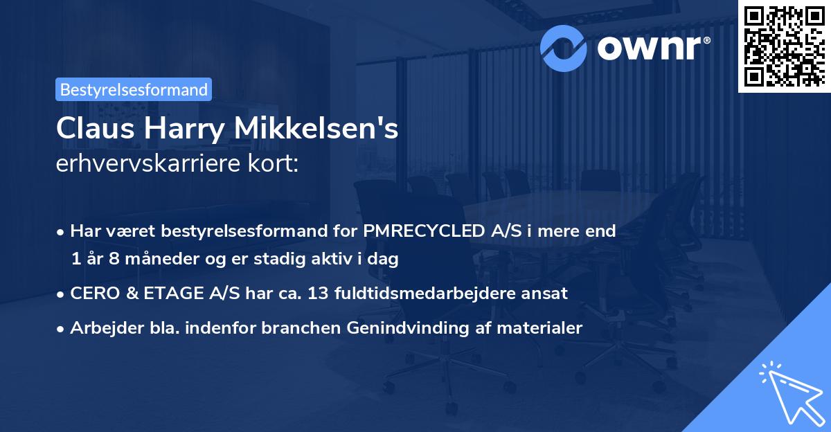 Claus Harry Mikkelsen's erhvervskarriere kort