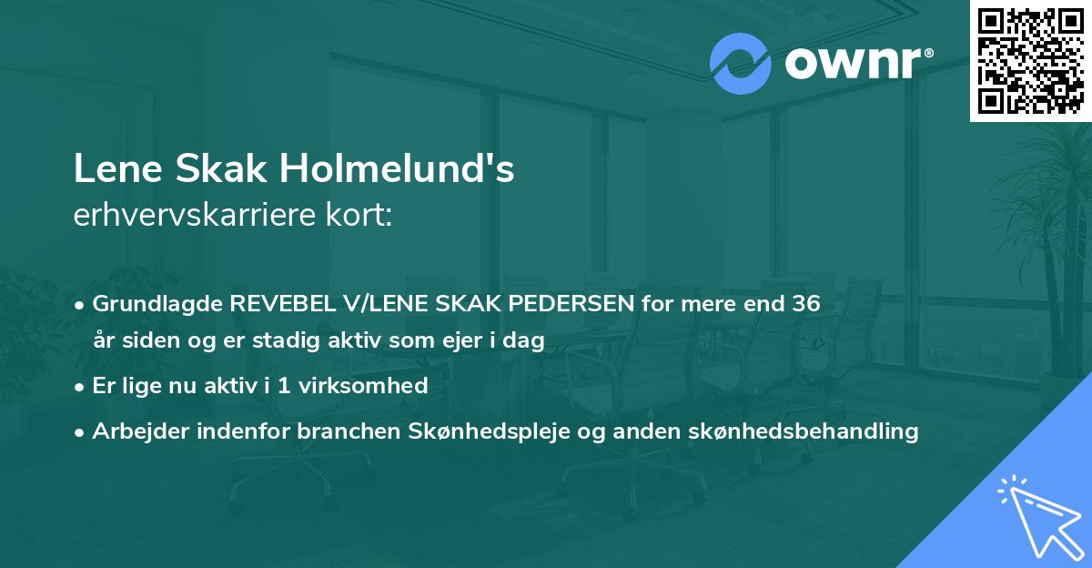 Lene Skak Holmelund's erhvervskarriere kort