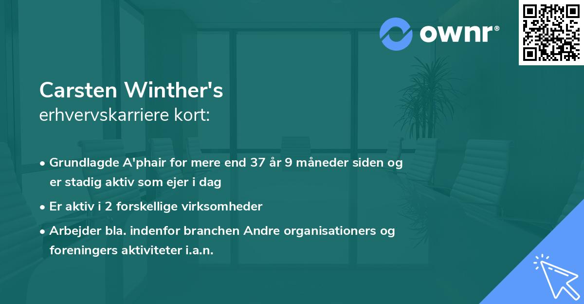 Carsten Winther's erhvervskarriere kort