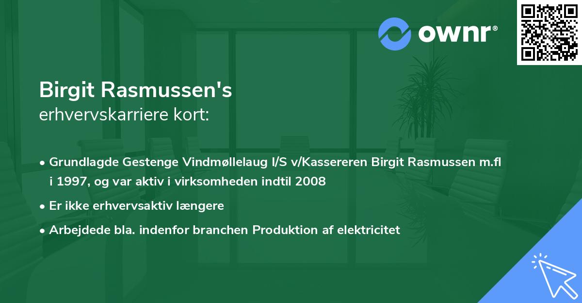Birgit Rasmussen's erhvervskarriere kort