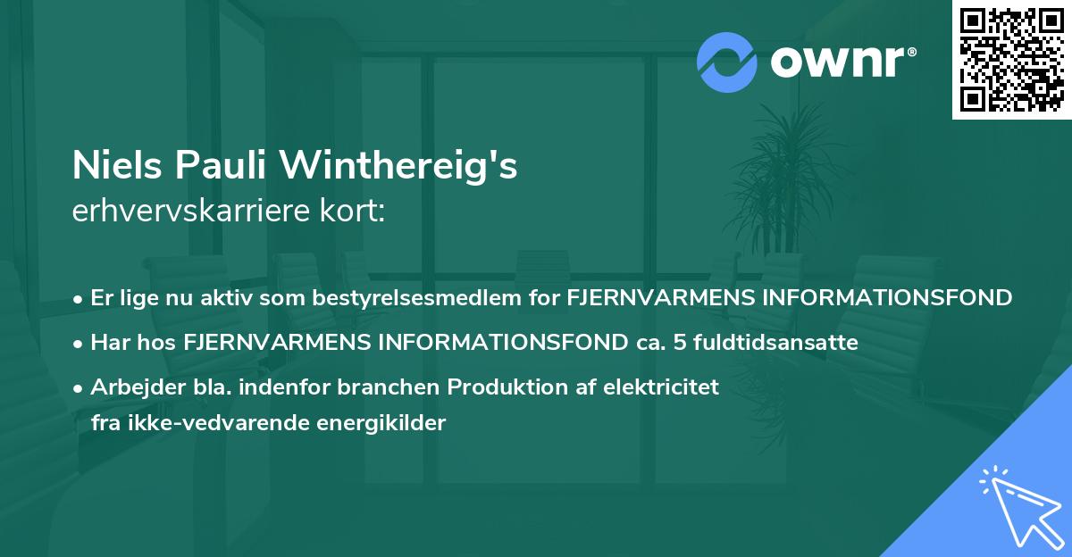 Niels Pauli Winthereig's erhvervskarriere kort