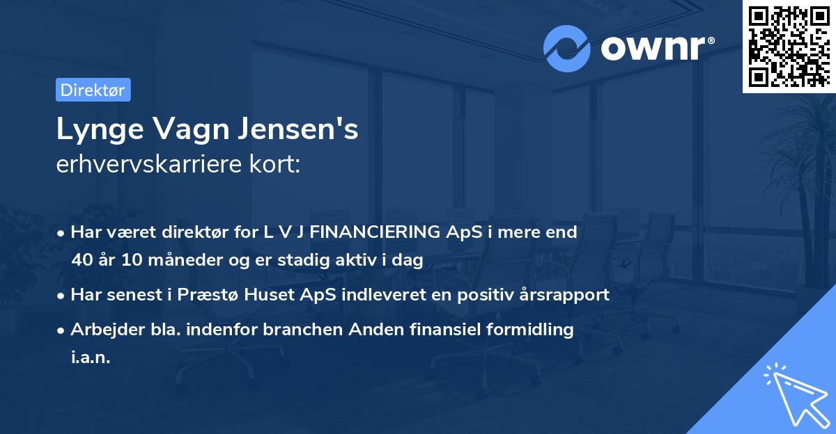 Lynge Vagn Jensen's erhvervskarriere kort