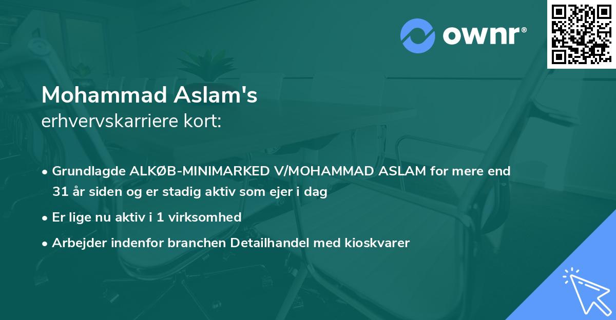 Mohammad Aslam's erhvervskarriere kort