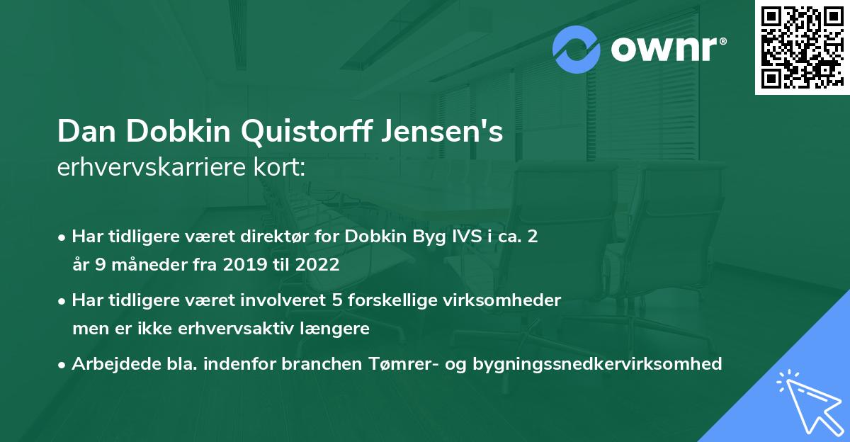 Dan Dobkin Quistorff Jensen's erhvervskarriere kort