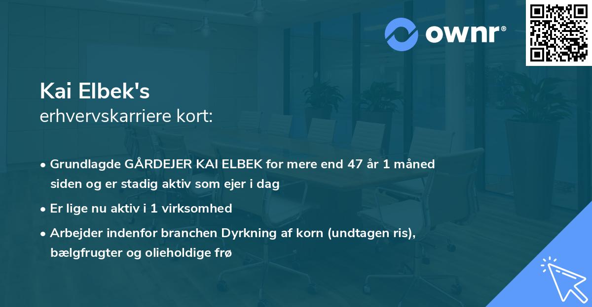 Kai Elbek's erhvervskarriere kort