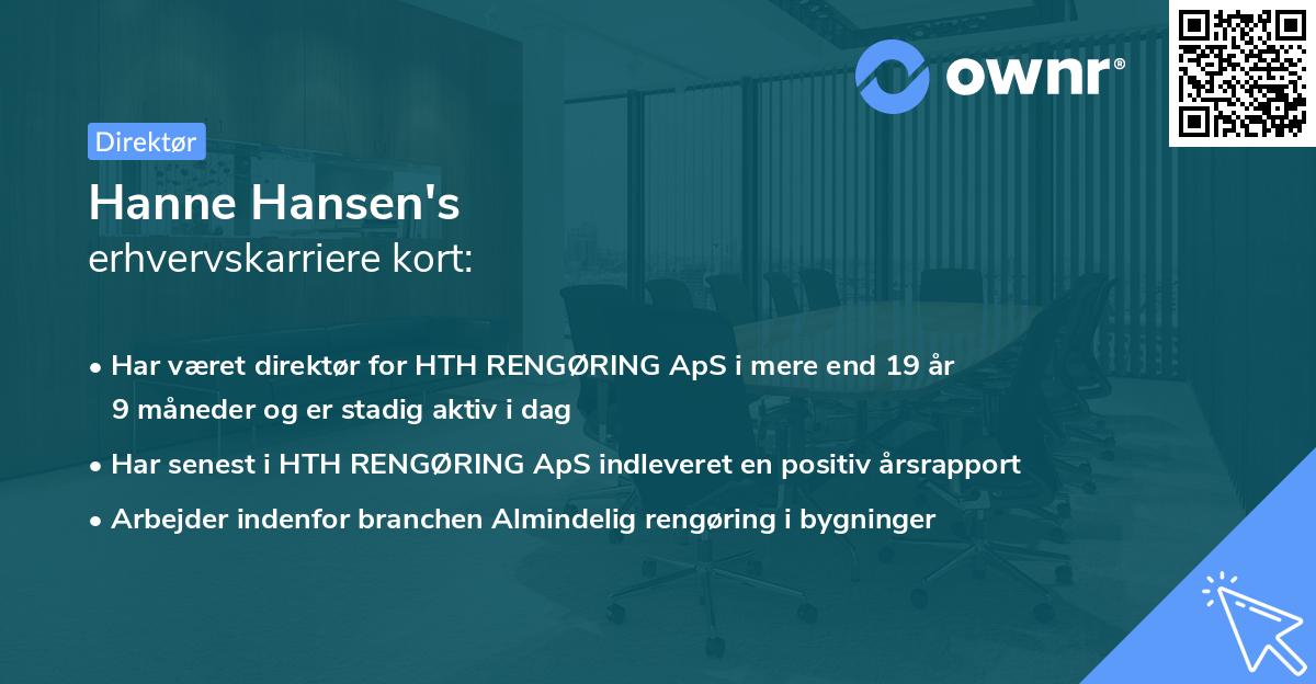 Hanne Hansen's erhvervskarriere kort