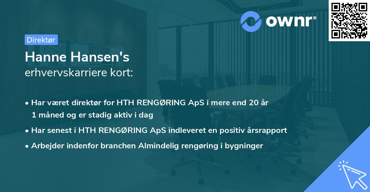 Hanne Hansen's erhvervskarriere kort