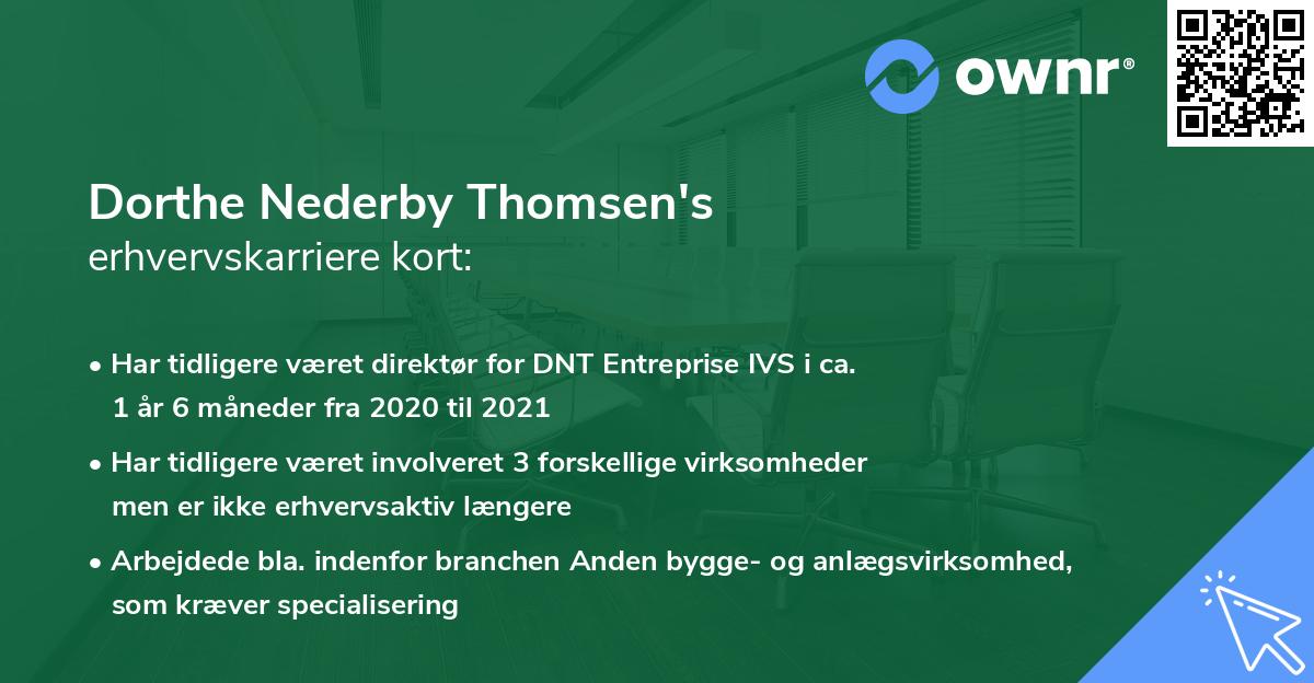 Dorthe Nederby Thomsen's erhvervskarriere kort
