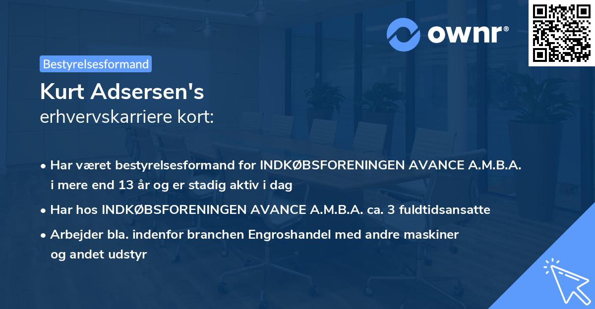 Kurt Adsersen's erhvervskarriere kort